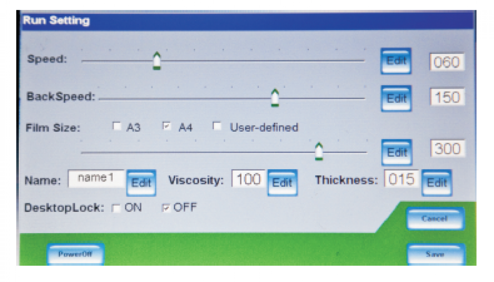 automatic film applicator touch screen